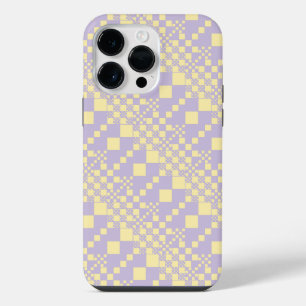 Checked, Checks - Pastel Yellow and Purple iPhone 14 Pro Max Case