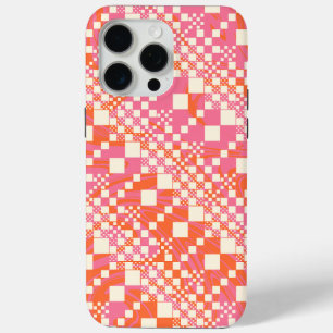 Checked, Checks - Pink, Orange and Cream iPhone 15 Pro Max Case