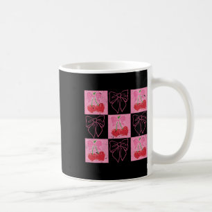 Checked Cherry Coquette Bow Ribbon Pink Valentine Coffee Mug