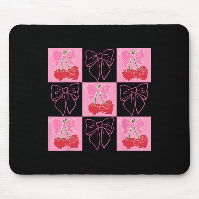 Checked Cherry Coquette Love You Cherry Much  Mouse Pad (Front)