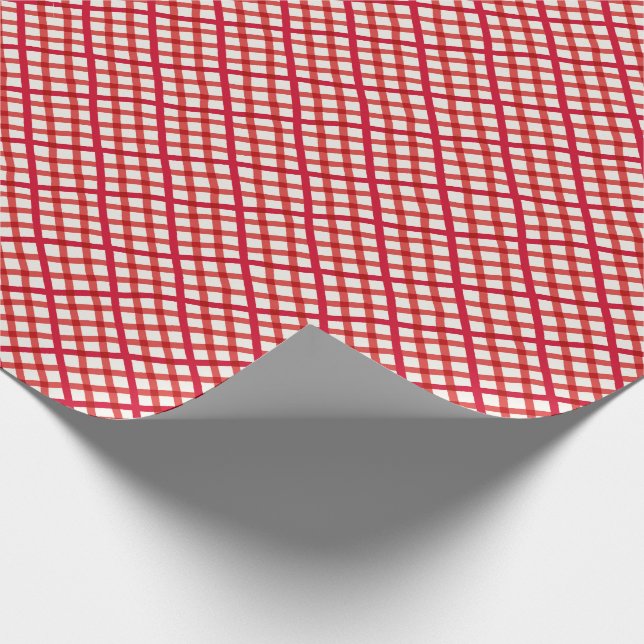 Checked Christmas Wrap in Red Gingham Wrapping Paper (Corner)
