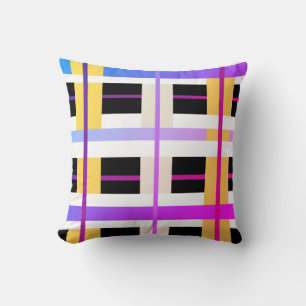 Checked Colourful Pink Pattern Throw Pillow Cushio
