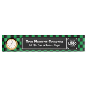 Checked Green & Black - Modern Business Style Nameplate