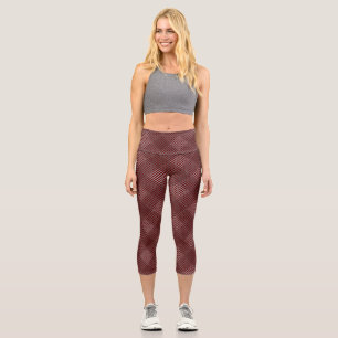 Checked pattern diagonal 2 tones b Dred Capri Leggings