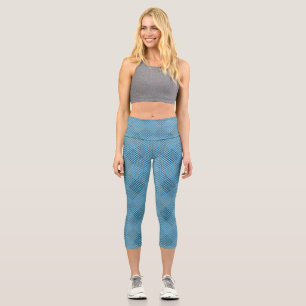 Checked pattern diagonal 2 tones w Lblue Capri Leggings