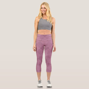Checked pattern diagonal 2 tones w Lpink Capri Leggings