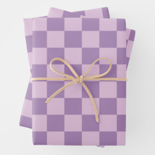 Checked Pattern in Double Light Purple Wrapping Paper Sheet