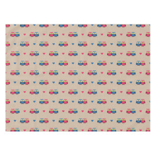 Checked pattern with love owls tablecloth