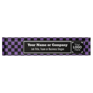 Checked Purple & Black - Modern Business Style Nameplate
