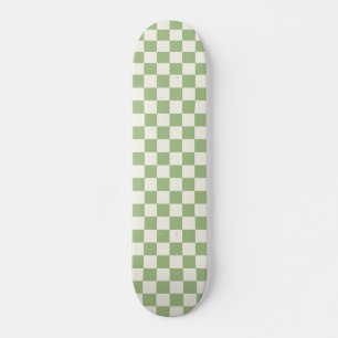 Checked Sage and Cream Pattern Skateboard