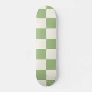 Checked Sage and Cream Pattern Skateboard