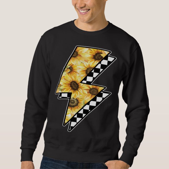 Checked Sunflower Lightning Chess Board Sweatshirt (Front)