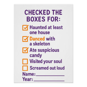 Checked The Boxes For Halloween Spooky Checklist Poster