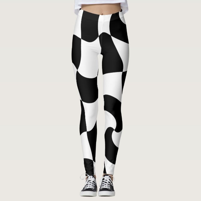 checker black and white pattern leggings (Front)