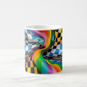 Checker Board Rainbow Pattern Digital Art Coffee Mug