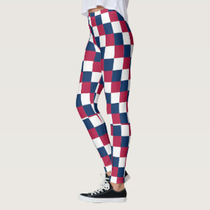 Checker pattern with US flag colour Leggings