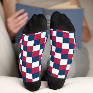 Checker pattern with US flag colour Socks