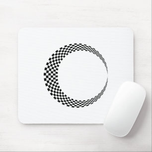 Checkerboard Crescent Moon Black and White Mouse Pad