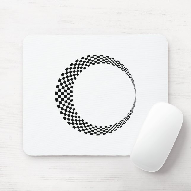 Checkerboard Crescent Moon Black and White Mouse Pad (With Mouse)