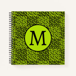 Checkerboard hearts pattern in Lime Green Notebook