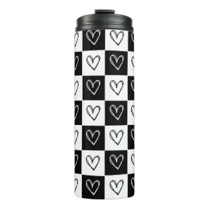 Checkerboard Hearts Thermal Tumbler