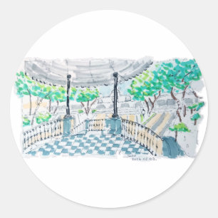 Checkerboard Kiosk Park View Classic Round Sticker
