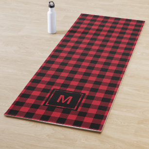 Checkerboard Masculine Plaid Pattern Monogram  Yoga Mat