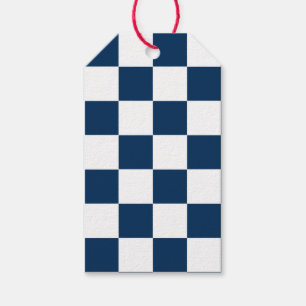 Checkerboard Navy Blue White Modern Preppy Sports Gift Tags
