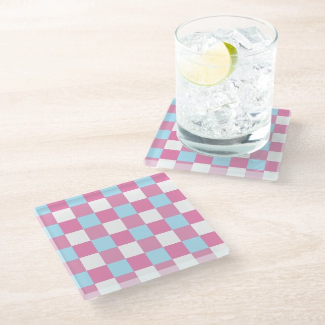 Checkerboard Pattern Glass Coaster (Angled)