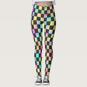 Checkerboard Pattern In 80's Colors Leggings