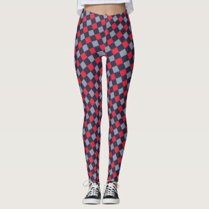 Checkerboard Red Blue Minimal Pattern Leggings