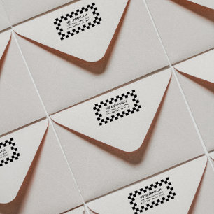 Checkerboard Return Address Rubber Stamp