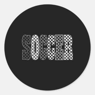 Checkerboard Soccer Game Day Funny Team Sport Men Classic Round Sticker