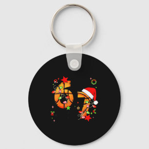 Checkered 67 Basketball Santa Hat Christmas Six Se Key Ring