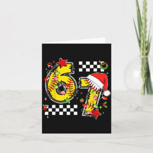 Checkered 67 Softball Santa Hat Christmas Six Seve Card