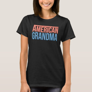 Checkered American Grandma USA Patriotic America 4 T-Shirt