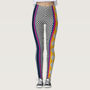 Checkered Argyle Stripes Waves Texture Pattern Leggings