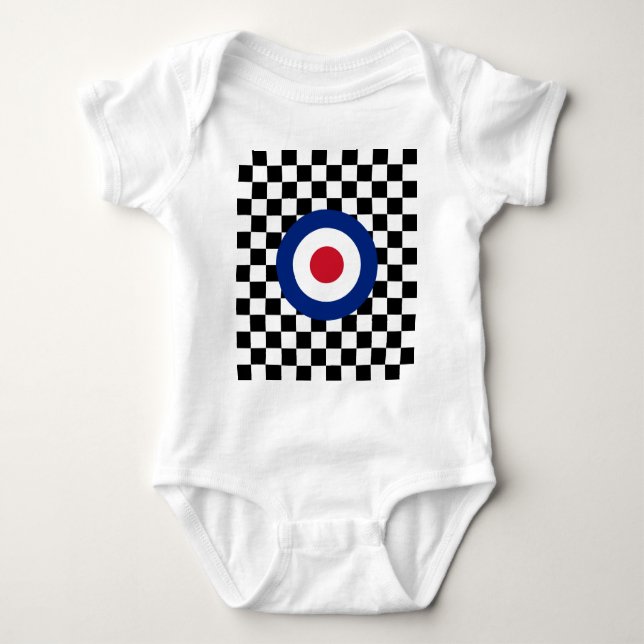 Checkered Black Racing Target Mod Baby Bodysuit (Front)
