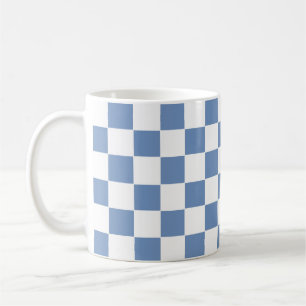 Checkered Blue/Gray and White Coffee Mug