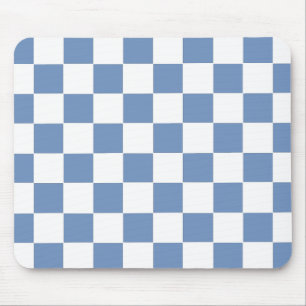 Checkered Blue/Gray and White Mouse Pad