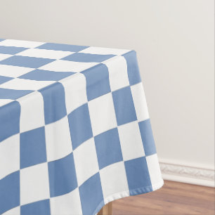 Checkered Blue/Gray and White Tablecloth