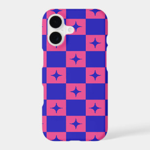 Checkered Blue & Pink Tile With Sparkles Pattern