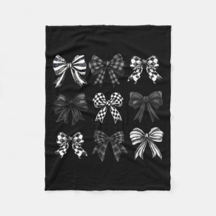 Checkered Bow Coquette Funny Gift Tee Women, Men  Fleece Blanket