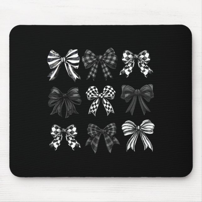 Checkered Bow Coquette Funny Gift Tee Women, Men  Mouse Pad (Front)