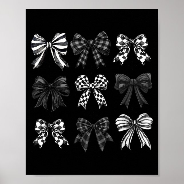Checkered Bow Coquette Funny Gift Tee Women, Men  Poster (Front)