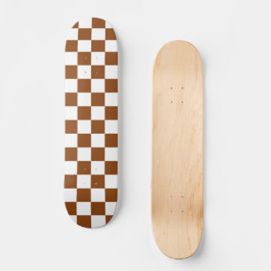 Checkered Brown and White  Skateboard