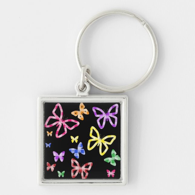 CHECKERED BUTTERFLIES KEY RING (Front)