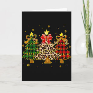 Checkered Christmas Trees Red Green Plaid Leopard Card