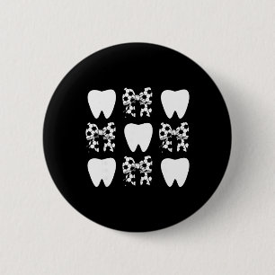 Checkered Coquette Bow Dentist Soccer Tooth Dental 6 Cm Round Badge