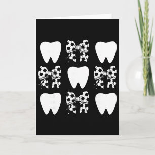 Checkered Coquette Bow Dentist Soccer Tooth Dental Card
